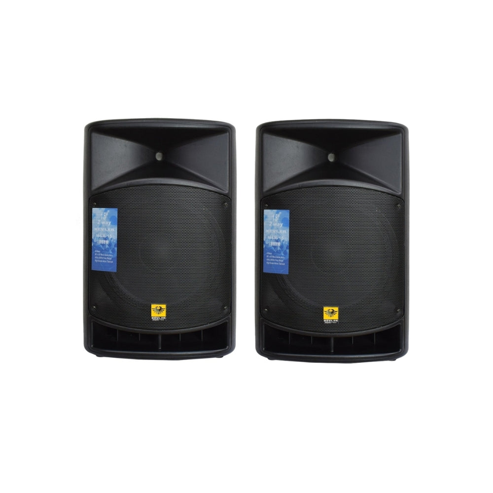 KEVLER MSR-15 15" 800W 2-Way Bass Reflex Full Range Passive Loud Speaker (PAIR) with Multiple Handles, Bottom Pole Mount, Multi Angle Enclosure and Easy Daisy-Chain Loop Connection