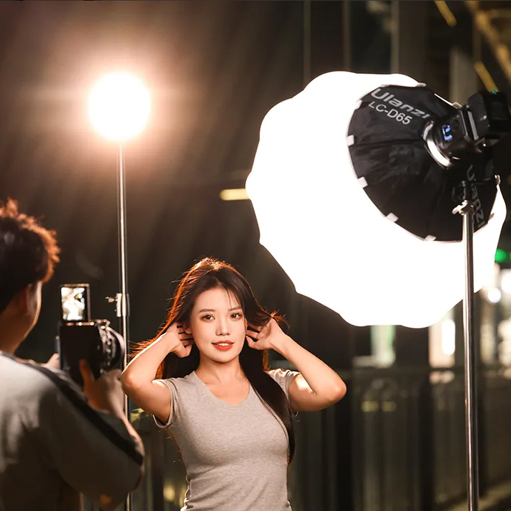 Ulanzi VL120C 120W RGB V-Mount Video LED Light Bowens Mount with 2700K-6500K CCT Color Temperature, HSI and 20 Effect Presets, LCD Display Stepless Knob and L-Stand, Max 30m Wireless Control Distance via Connect App for Photography - L074CNA1