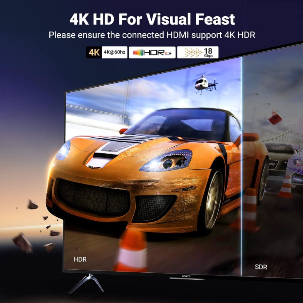 UGREEN 4K UHD HDMI 1.4 Male to Male Cable High Speed 10.2Gbps with Ethernet Gold Plated Connectors, 2-Way Audio Surround for Laptop, TV, PC, Gaming Consoles (5M) | 10146