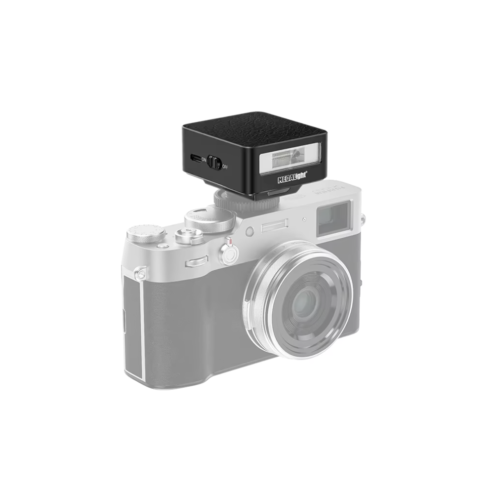 MEDALIGHT F30 Mini Camera Flash Portable Hot Shoe Flash w/ Optical Slave Trigger for Sony, Canon, Nikon, Fuji, Leica, Hasselblad, Ricoh & Other DSLR Cameras, 6200K±400 Color Temp, Rechargeable 600mAh Battery, USB-C Charging for Photography