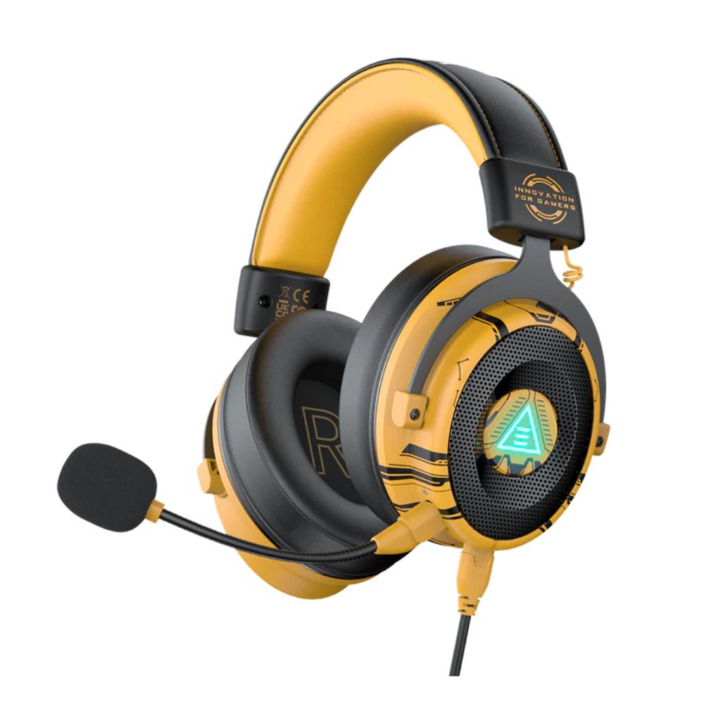 EKSA E900 Pro Virtual 7.1 Surround Sound Gaming Headset LED USB/3.5mm Wired Headphone With Mic Volume Control for Xbox PC Gamer | Black Red, Black Green, Yellow