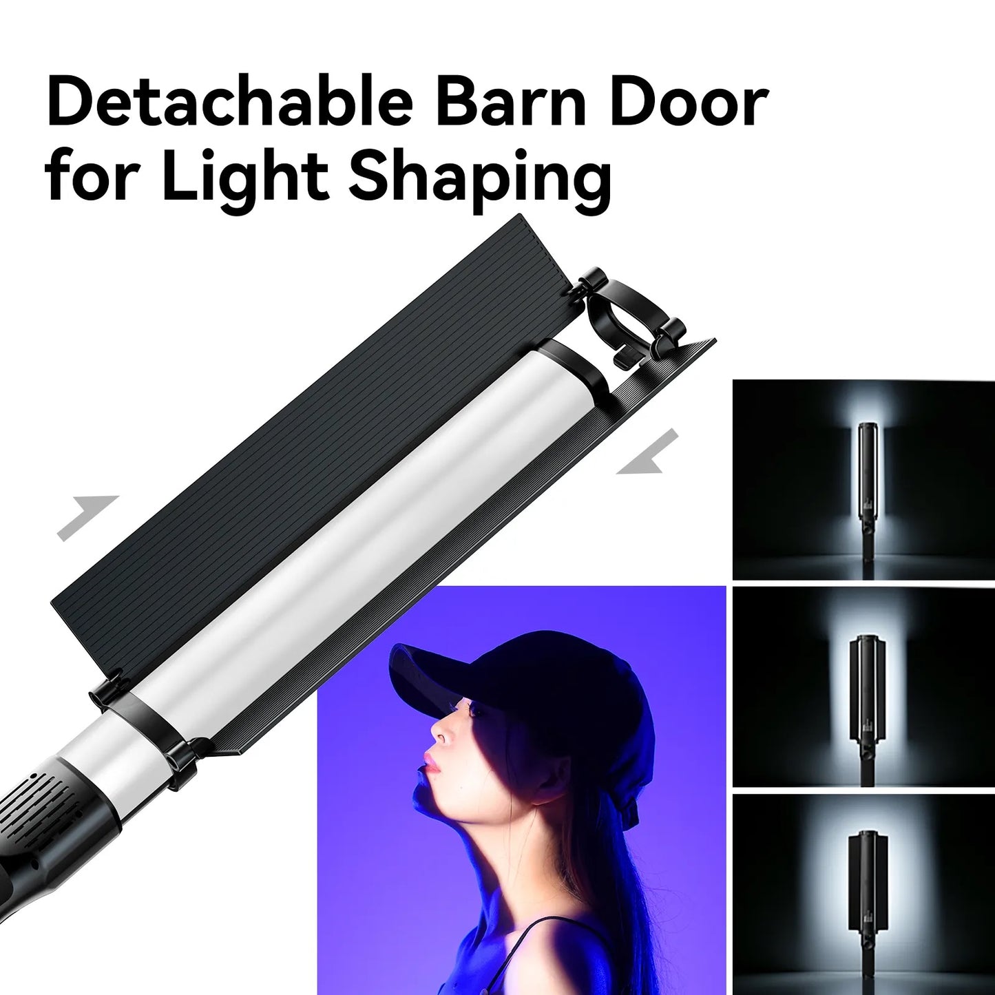 Ulanzi VL360 38W RGB CCT 2500K - 10000K CRI 94+ LED Portable Handheld Light Wand Stick with Detachable Barn Doors, 3400mAh Built-In Rechargeable Battery, and 20 Customizable FX Effects for Professiol Camera Photography and Videography