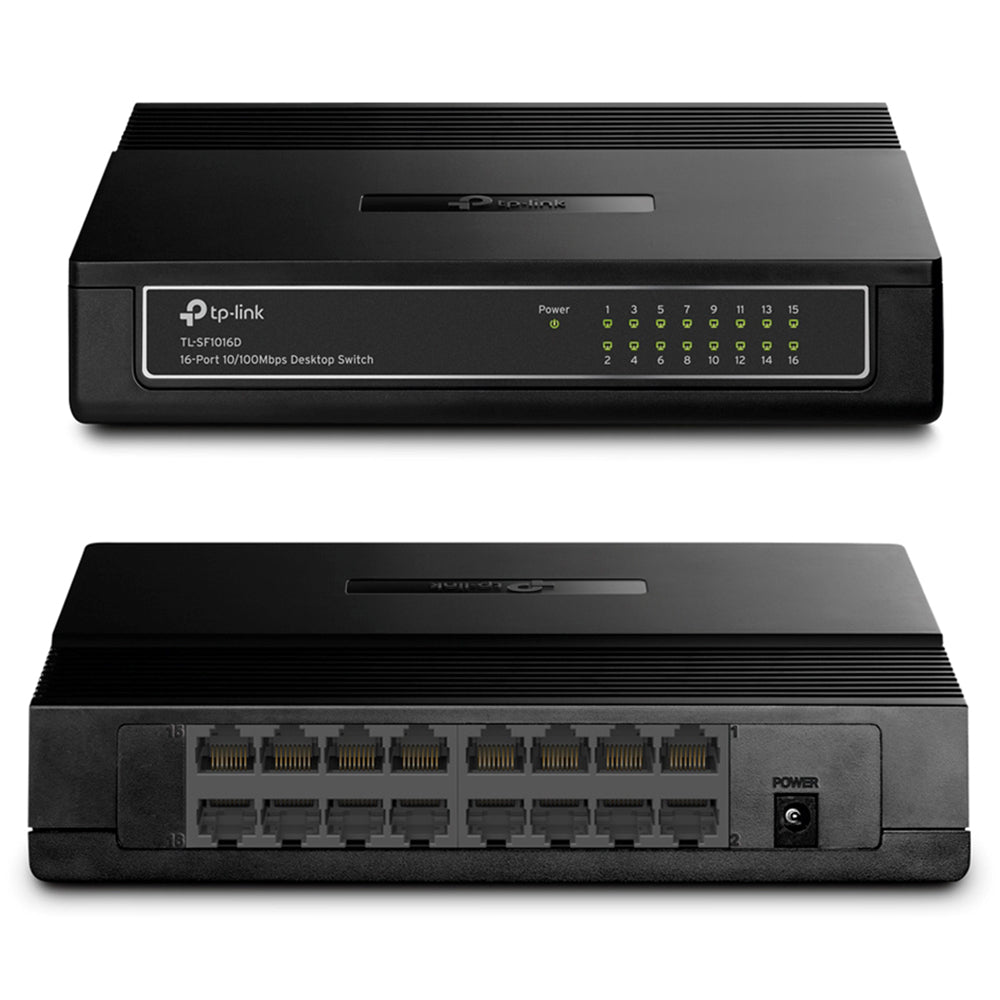 TP-Link 16 Port 10/100Mbps RJ45 Desktop / Rack Mountable Ethernet Switch with Auto Negotiation / MDI / MDIX, 802.3X Flow Control for Networking | TL-SF1016D, TL-SF1016DS