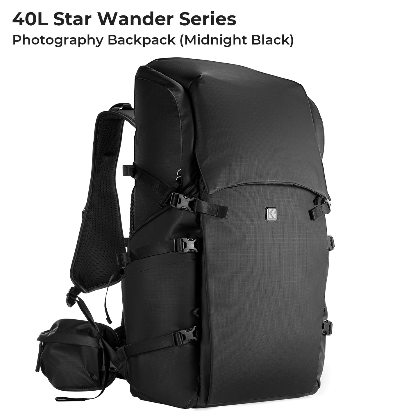 K&F Concept 40L Liter Star Wander Series Large Capacity DSLR Mirrorless Camera and Drone Backpack with Multi Storage Pockets, fits 15.6" Laptop and Padded Dividers for Travel Photography and Videography | KF13-207 | Black/Gold