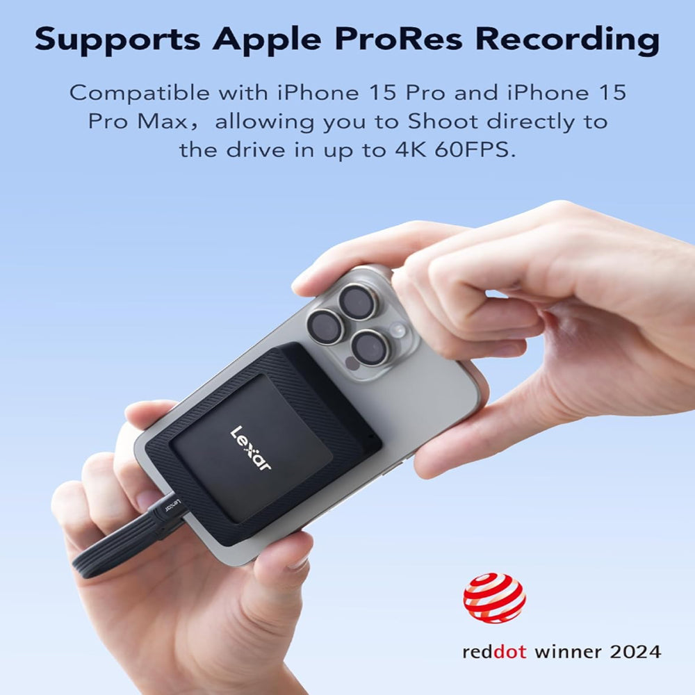Lexar Professional 2TB 1TB SL500M 2.5" Portable SSD Solid State Drive and Magnetic Set for iPhone 15 / 15 Pro MAX with USB Type-C 3.2 Gen2 x2 Port, Max 2000MB/s Read, 1800MB/s Write Speeds, Direct 4K 60fps Recording