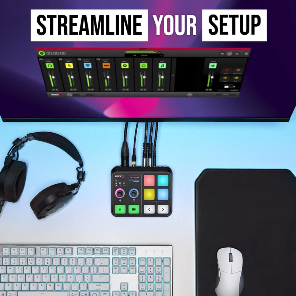 RODE Streamer X Audio Interface and Video Capture Card with Max 4K 60Hz HDR via HDMI, 4 Programmable Smart Pads, Revolution Preamps, 2 USB-C Ports and Headphone / Headset Jack for Live Streaming, Gaming, Recording and Podcasting