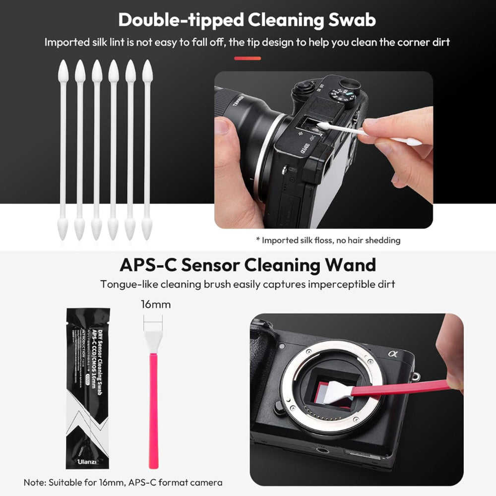 Ulanzi C058 CO72 10-in-1 APS-C Camera Cleaning Kit Soft Silicone Air Blower With Flexible Nozzle Dual-tip Design Cleans