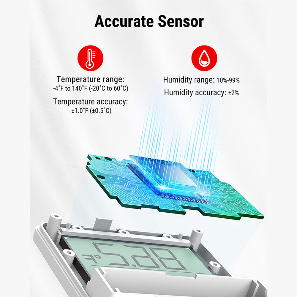 ThermoPro Smart Bluetooth Indoor Hygrometer Thermometer High-Accuracy Temperature and Humidity Monitor with Comfort Level Indicator, 260ft Wireless Range, App Alerts and Data Tracking | TP357 | TP157