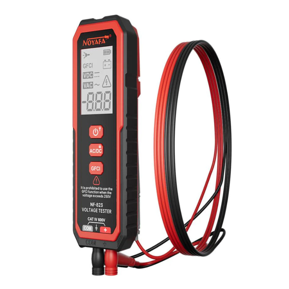Noyafa NF-823 AC/DC Voltage Detector with High Precision 100mV to 610V Fast 0.5 Seconds Detection, GFCI Function, LCD Display with 2 LED Lights and Wear Shock Resistant for Electronics