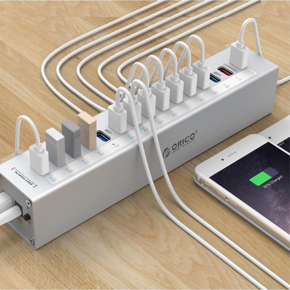 ORICO 13-Port USB 3.0 Hub with Dual Charging Ports - USB Docking Station for MacBook, iMac, PC, Desktop Computers & Laptops (Windows, macOS & Linux) | A3H13P2