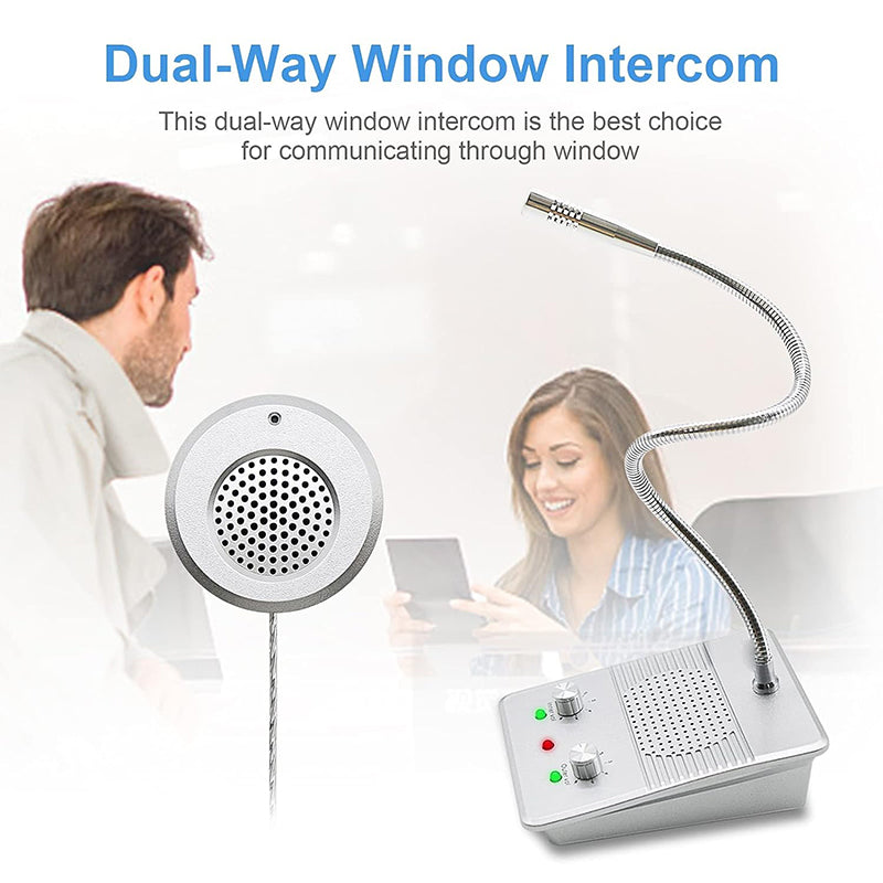 DAYTECH WI09 Two-Way Window Intercom System Glass Barrier PA Speaker and Microphone with Adjustable Volume for Bank, Office, Hospital, Clinic, Pharmacy, Restaurant, Cafe, Coffee Shop, Ticketing, Information Desk Counter