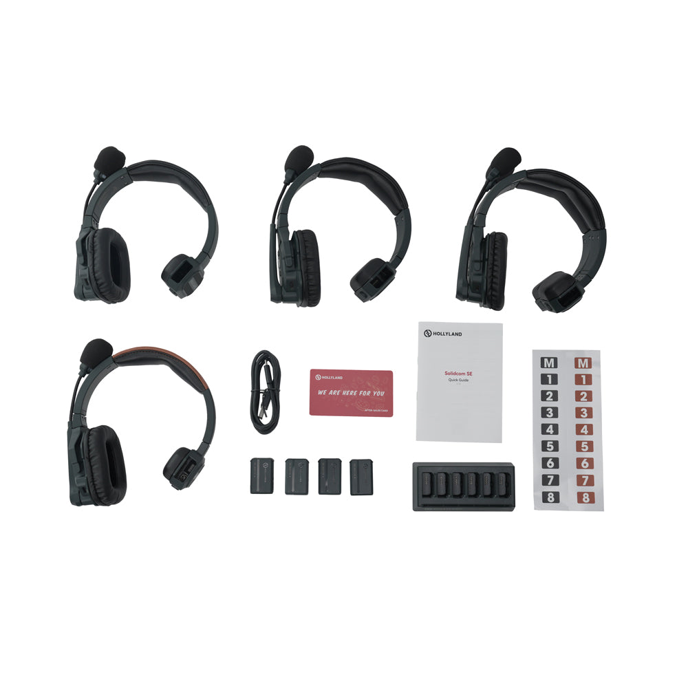 HOLLYLAND SOLIDCOM SE 1.9GHz 8-Person Wireless Intercom System Full-Duplex with 1 Master / 7 Slave Headsets, PTT Push-to-Talk, 350M Transmission Range, ENC Noise Cancellation for Professiol Filmmaking - 4S | 6S | 8S