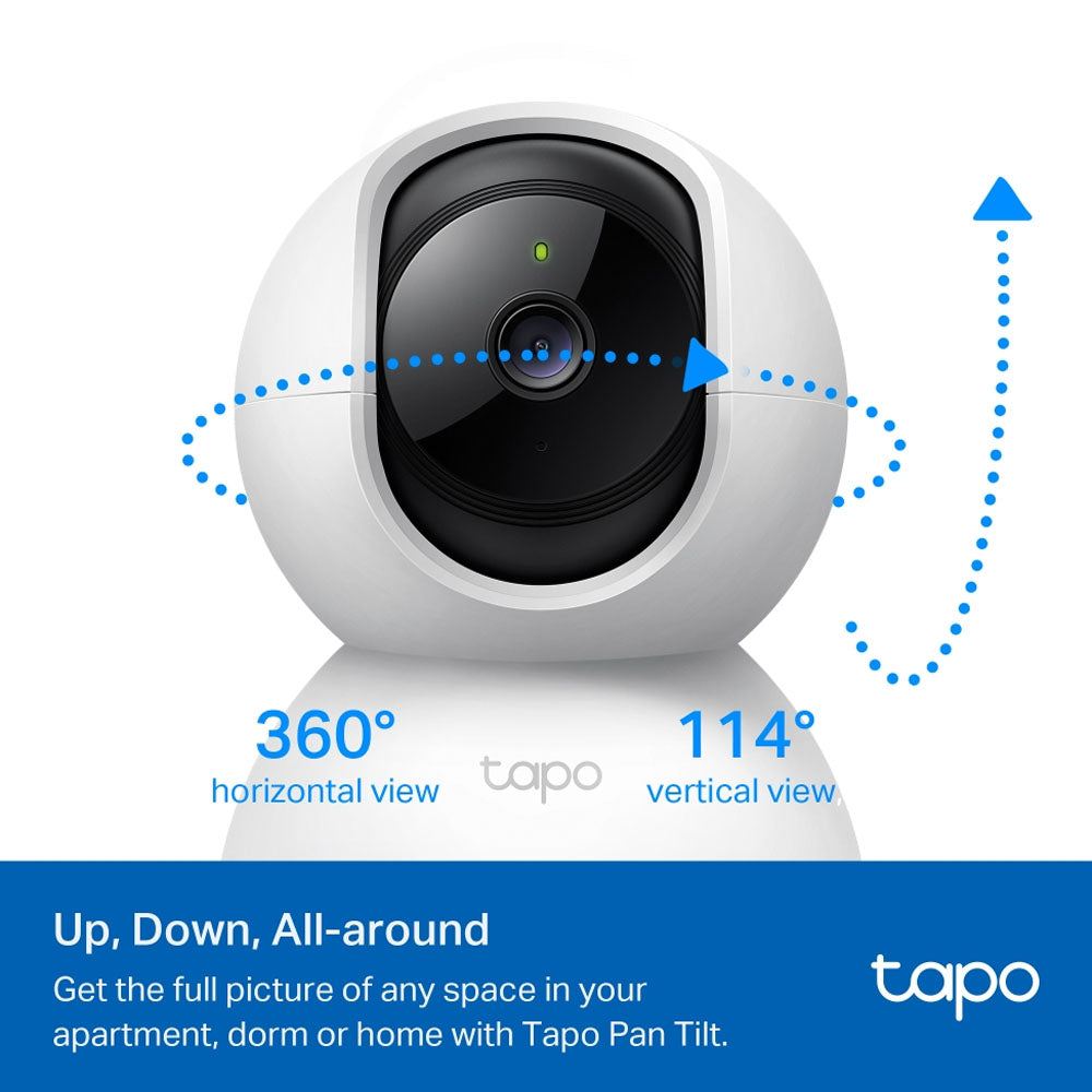 TP-Link Tapo C222 / C220 2K QHD / C200C 1080p Full HD Home CCTV WIFI Camera with 360° Pan / 114° Tilt, Night Vision, Smart AI Motion Detection, 2-Way Audio and 512GB MicroSD Slot for Home Security