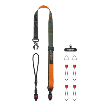 VSGO Black Snipe 2 in 1 Camera Neck and Wrist Adjustable Strap with V-Lock QR Quick Release Hooks and Buckle