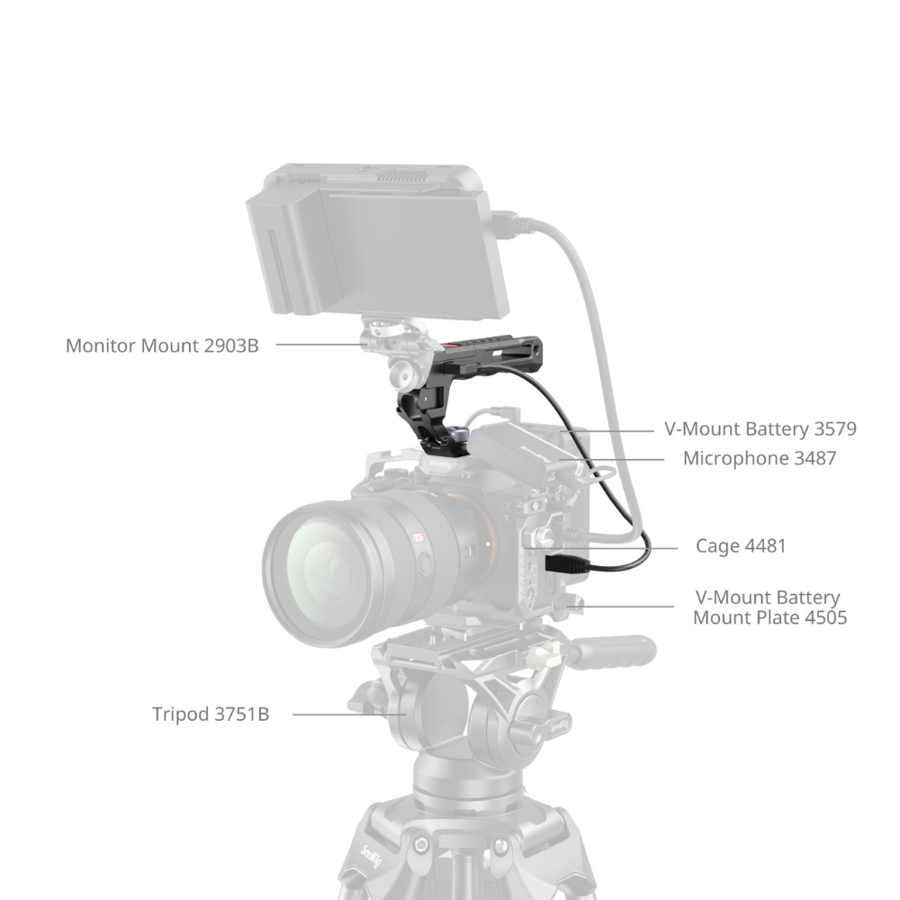 SmallRig Top Handle with Recording Button Trigger, ARRI 3/8"-16 Mount, USB-C Remote for Selected Sony, Canon, FUJIFILM & Panasonic DSLR Mirrorless Cameras | 4927