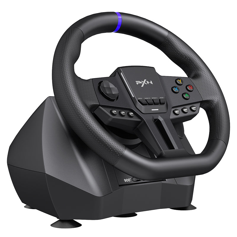 PXN V900 GEN2 RGB Gaming Steering Wheel with Hall Magnetic Linear Pedals, Paddle Shifters, Real Steering, Haptic Feedback Vibration and Quick Response Drive for PC Xbox Switch PS3 PS4