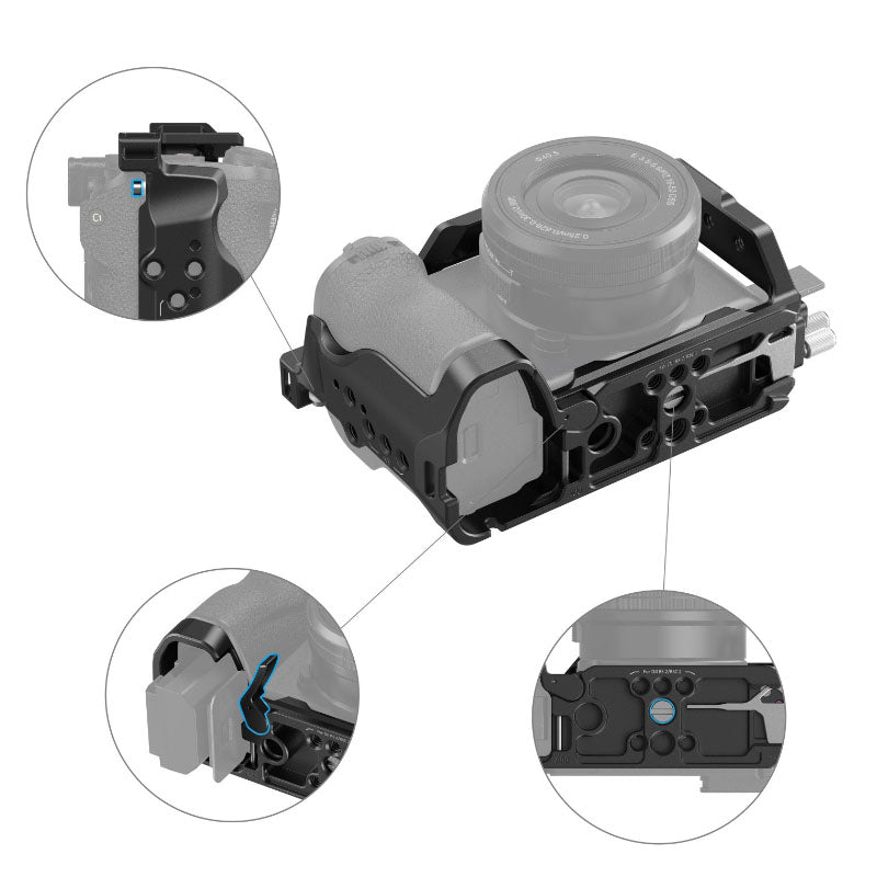 SmallRig Formfitting Camera Rig Cage Kit for Sony a6700 Alpha Series Mirrorless Camera with HDMI Cable Clamp, M2.5, 1/4"-20 and 3/8"-16 Screws & Threaded Mounting Holes, Built-In Arca-Swiss Base Plate, Cold Shoe Mount, NATO Rail | 4336
