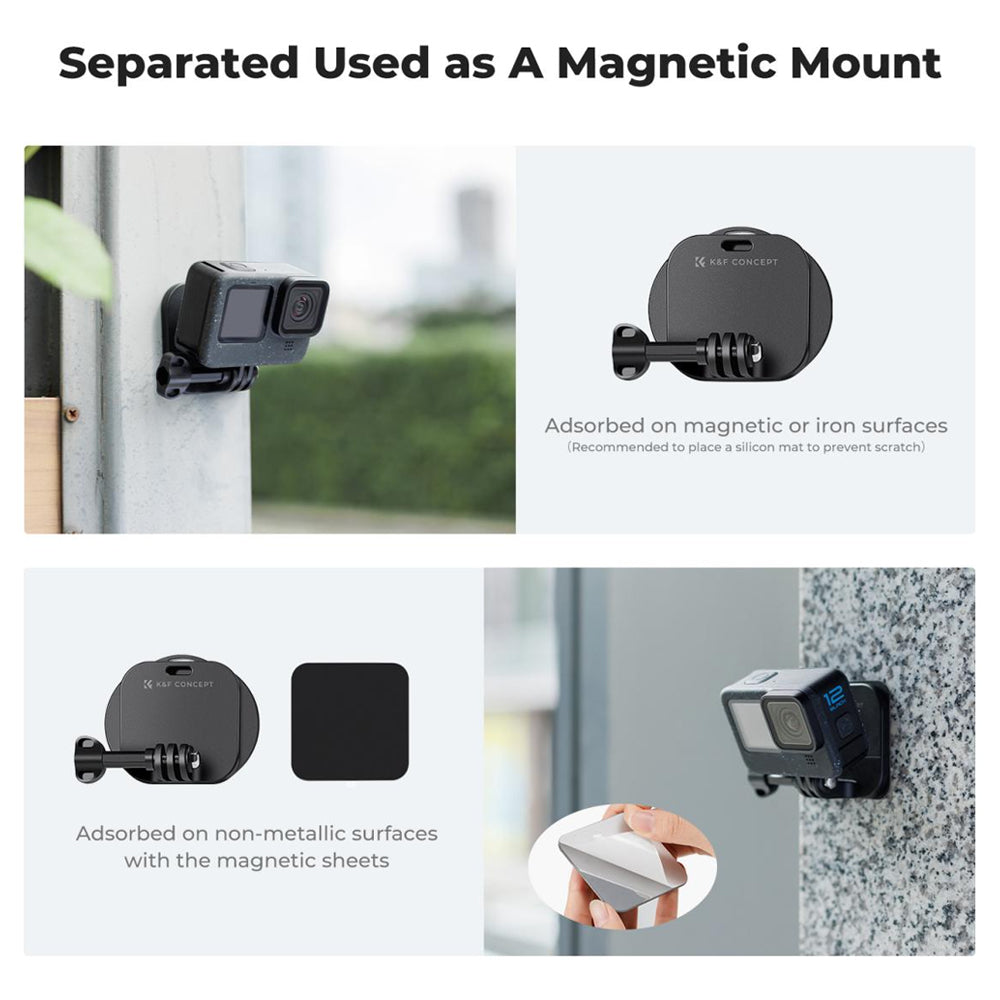 K&F Concept Magnetic Chest Mount / Neck Bracket with 360° / 180° Rotation for Smartphones and GoPro DJI Insta360 Action Cameras - POV Point of View Recording, Hands-Free Vlogging, Video Content Creation | KF31-116 SKU-2288
