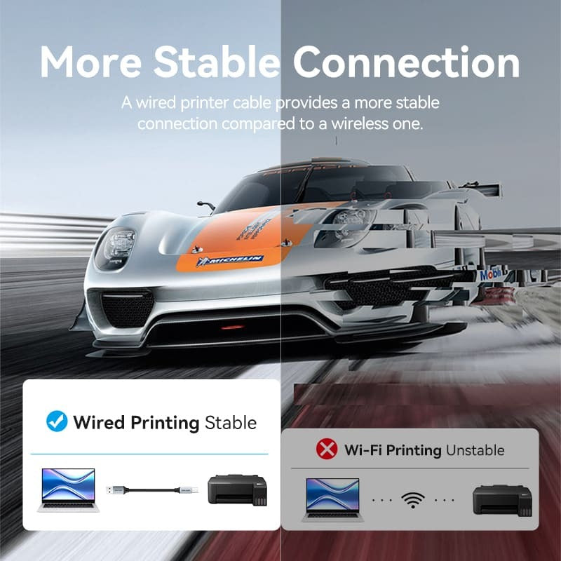 Vention USB 2.0 Male to B Male Printer Cable Gray Aluminum Alloy With All-in-One Devices, Printers, Scanners, Fax (CTT)