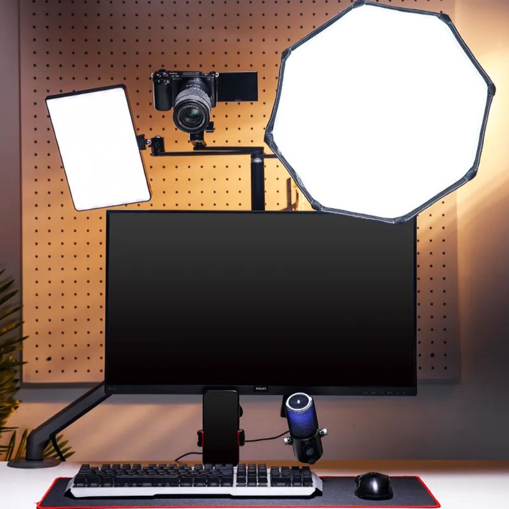 Ulanzi VS01 VESA Monitor Mount 3pcs Top Extension Arm for 27" Screens, 360 Degree Ball Head and Pole, 4kg Max Load Capacity, Multi 1/4" Screw and Locating Holes for Desktop Live Streaming, Podcasting