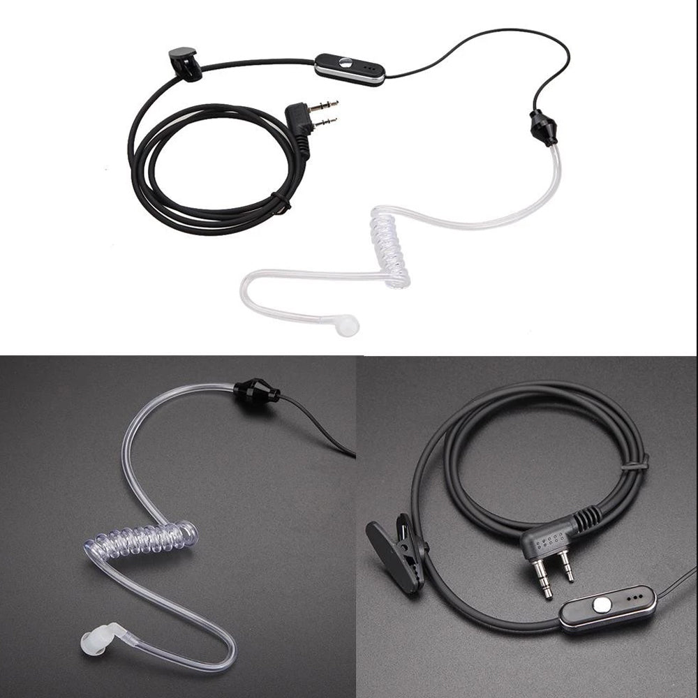 BaoFeng 2 Pin PTT Push-To-Talk Microphone Earpiece Ear Mounted Headset with 3.5mm Ear Stereo Top Pin, 2.5mm Mic Stereo Bottom Pin Ear Radio Compatible with Two-Way Radio