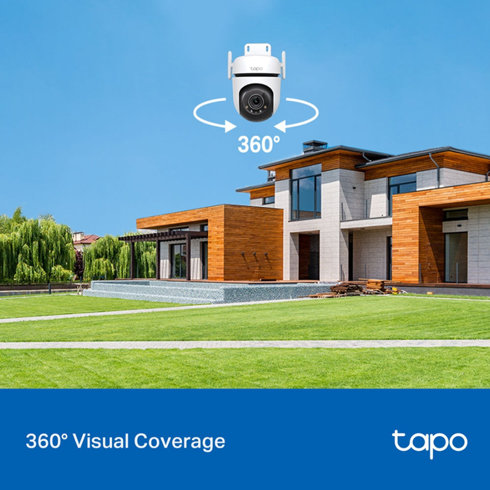 TP-Link Tapo 520WS 2K QHD Smart AI WIFI CCTV Camera with 360° Pan / 130° Tilt, Starlight Color Night Vision, IP66 Weatherproof, Sound and Light Alarm, Motion Tracking and MicroSD Slot for Home Security