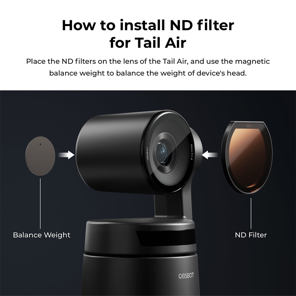 OBSBOT ND4 8 16 32 Neutral Density Lens Filter Set Kit for Tail Air PTZ Streaming Web Camera