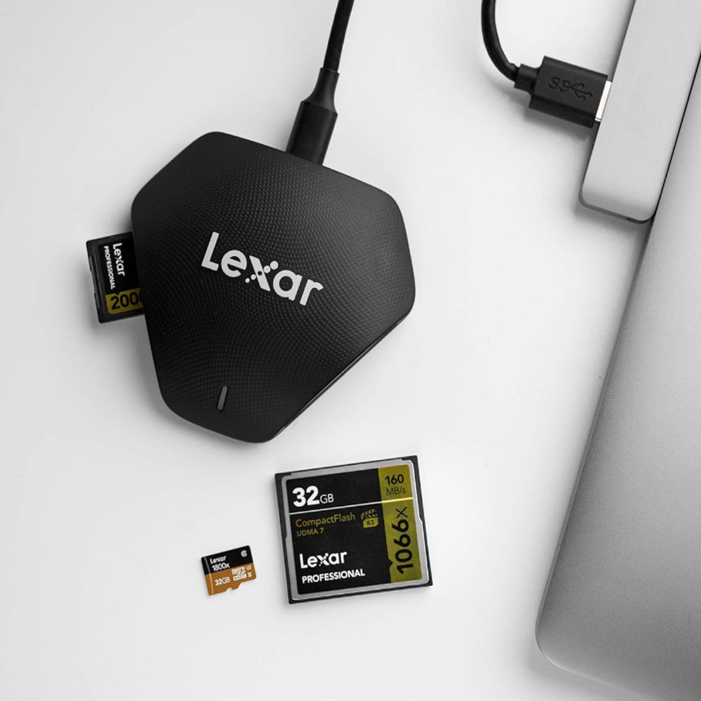 Lexar Professiol RW500 3 in 1 Multi Card SD MicroSD CF CompactFlash USB 3.1 Memory Card Reader with Max 312MB/s Transfer Speeds for Desktop Computer PC