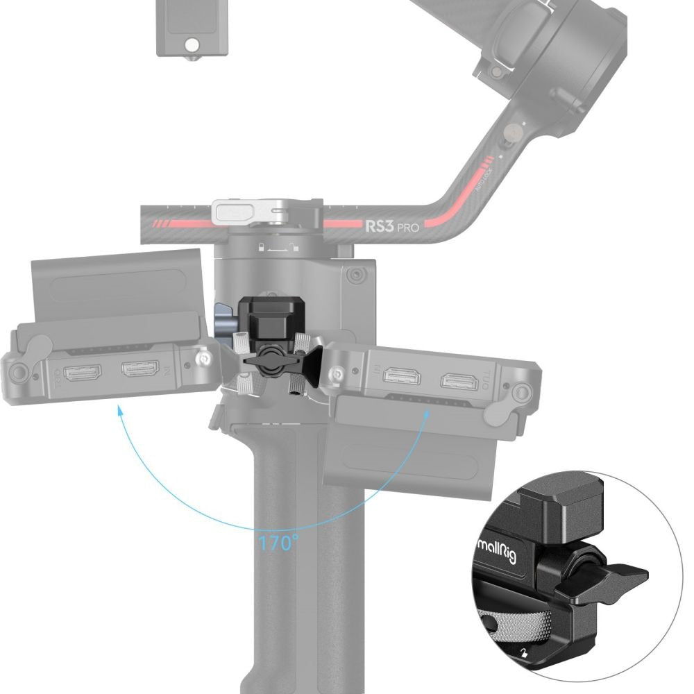 SmallRig Monitor Mount with NATO Clamp, Top & Bottom Shoe Mounts, 1.5kg Load Capacity and Tilt-Adjustable Thumbscrew Mount for DJI RS 2 & RSC 2 Gimbals 3026B