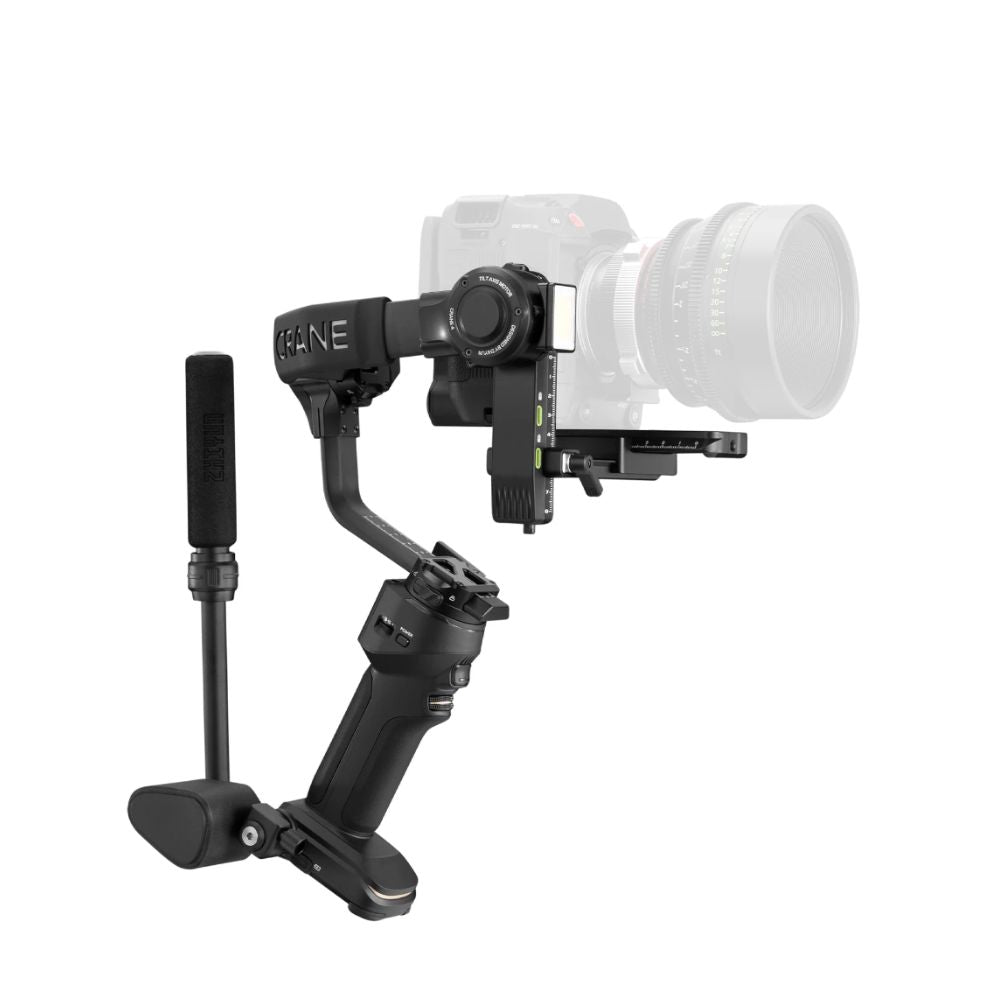 Zhiyun Crane 4 Camera 3-Axis Handheld Gimbal Stabilizer for DSLR, Mirrorless, and Cine Camera with Built-in LED Fill Light, 12 hrs Battery Life, Bluetooth Shutter Control, USB-C PD Fast Charging, Quick Release Horizontal & Vertical Rail | JG S