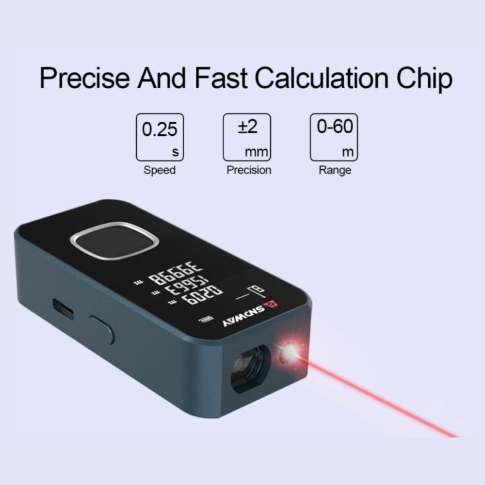 SNDWAY Mini Digital Rechargeable Laser Distance Meter with 40 Meters Measurement Range, LCD Screen Display, Multiple Measurement Unit & Functions for Industrial and Home Improvements - Measuring Tools & Rangefinders | SW-24A
