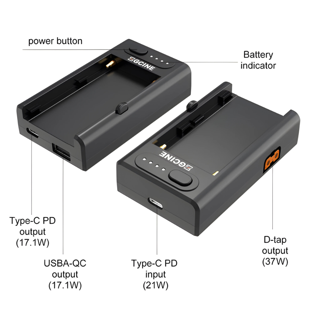 ZGCINE NPF-01 / NPF-02 NP-F Multi-Function Battery Charger & Power Adapter for Sony NP-F550/750/970 with USB-C PD 25 W In/Out, Dual DC Barrel Outputs, USB-A & D-Tap Outputs, 4-Level LED Status, Multi-Function Charger for Photography