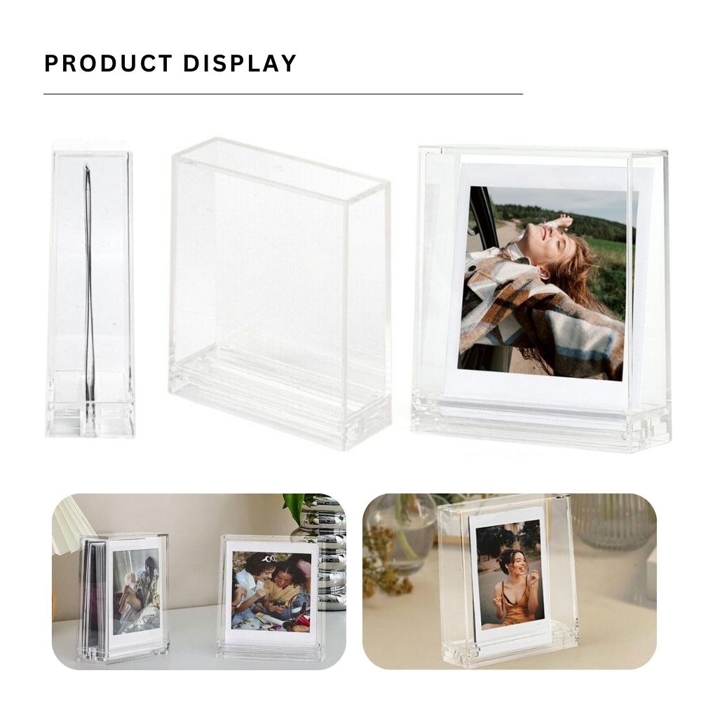 Pikxi Clear Acrylic Photo Frame for Instax Mini and Square Film with Transparent Case Cover
