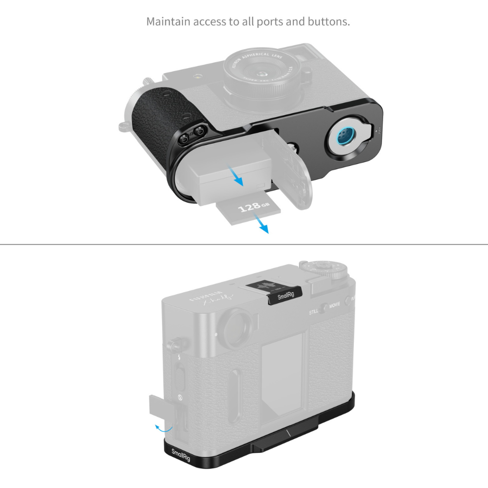 SmallRig L-Shaped Mount Plate for FUJIFILM X half with Silicon Handle Grip, Hot Shoe Cover and 1/4" Screw Mount, Flat Head Wrench for Camera Accessories | 5332 | 5216 | 5217