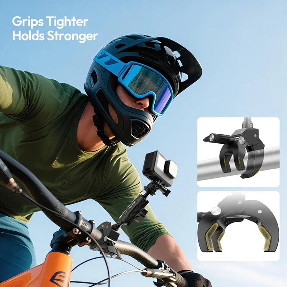 Ulanzi R105 Bicycle Rail Mount Y-Shaped Super Clamp with 360 Degree Dual Ball Head, 1/4" Screw & Action Camera Adapter for GoPro, Insta360, DSLR, Bike Handlebar | C057