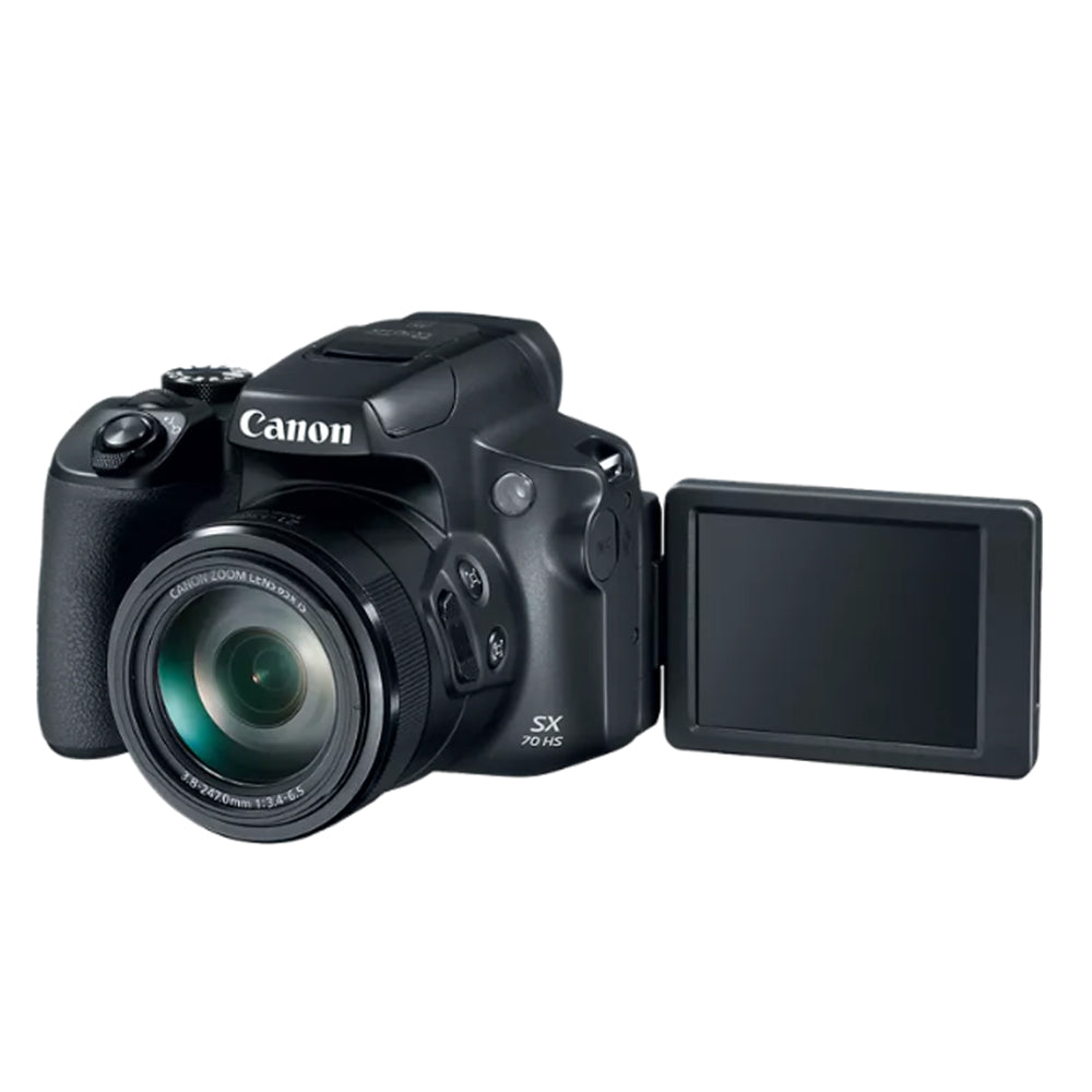 Canon PowerShot SX70 HS Digital Camera with 65x Zoom f/3.4-6.5 Integrated Lens, 20.3MP CMOS Sensor, 4K UHD Video, Optical Image Stabilization, Articulating LCD Display, and Built-In Wi-Fi and Bluetooth