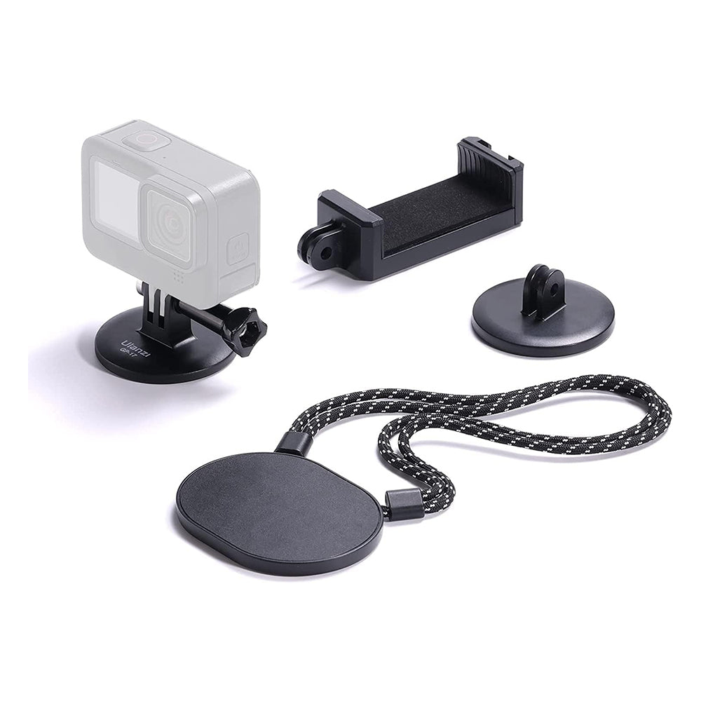 Ulanzi GP-17 Magnetic Chest Mount with Adjustable Neck Lanyard POV Kit for GoPro DJI Insta360 Action Cameras and Smartphones with High Strength Magnet and Sp-On Design for First Person Video Content Creation