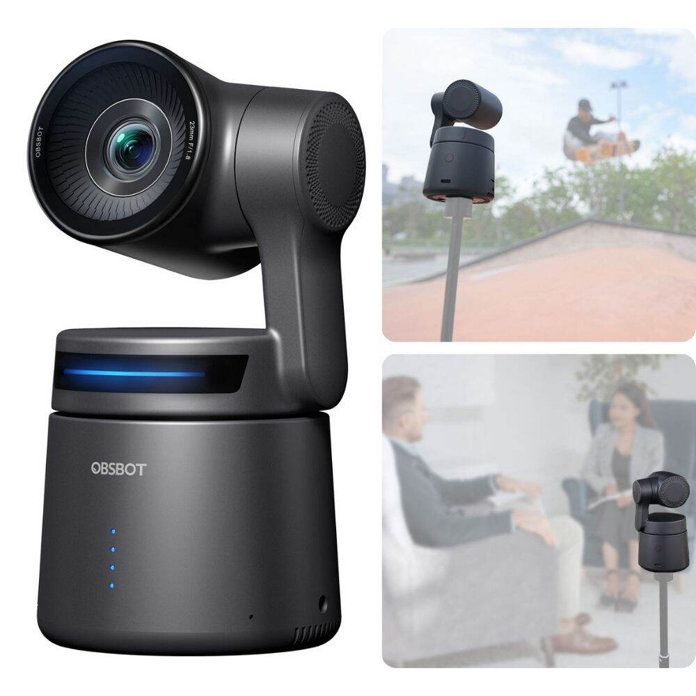 OBSBOT Tail Air AI-Powered 4K PTZ Streaming Camera with Intelligent Auto Tracking, 4x Zoom, Multi-Cam Support, NDI | HX3 Connectivity, 2-Axis Gimbal, Dual Omnidirectiol Microphones, and Supports Windows and macOS for Computers & Laptops
