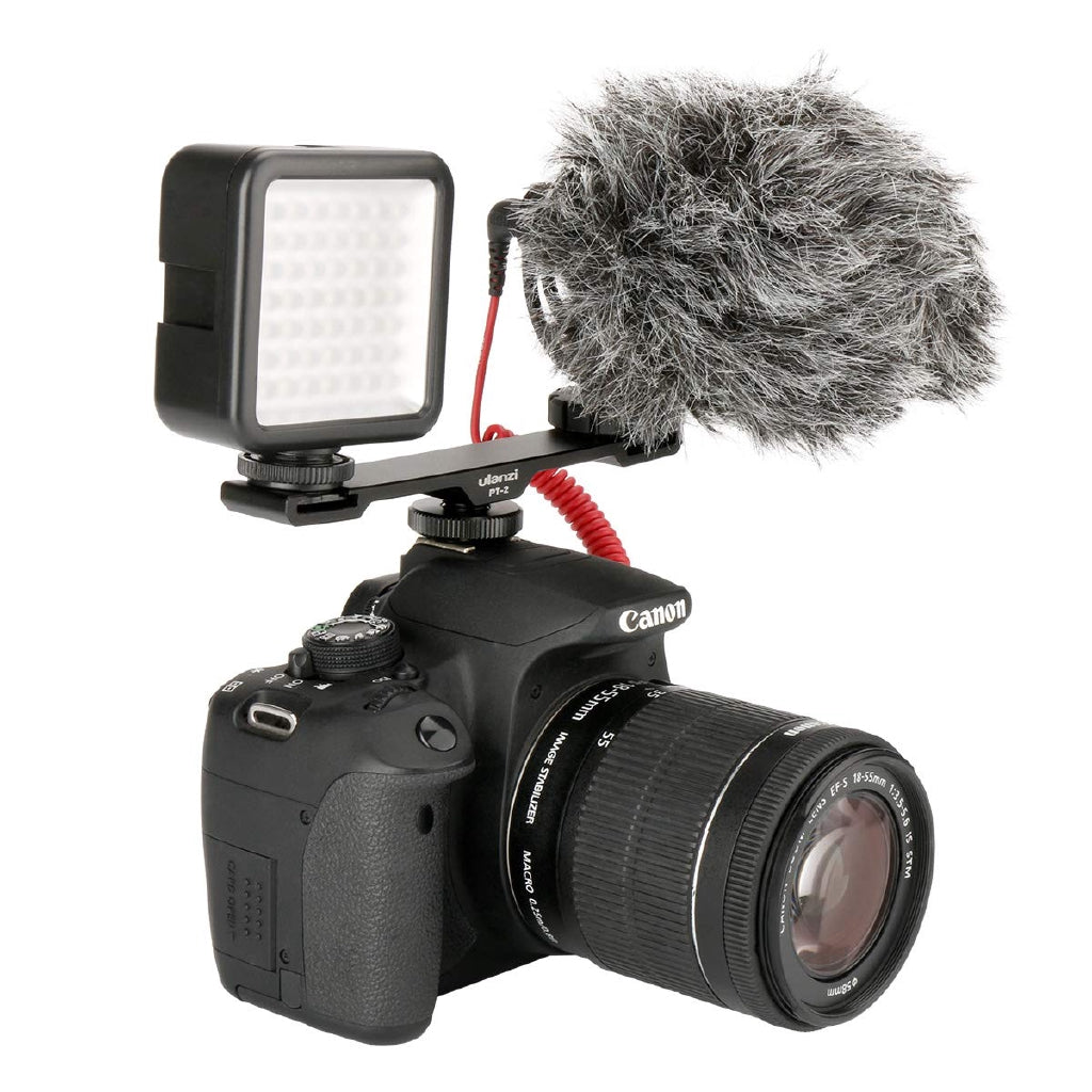 Ulanzi PT-2 Double Hot Shoe Mount Extension Bar Dual Bracket With 1/4" Thread