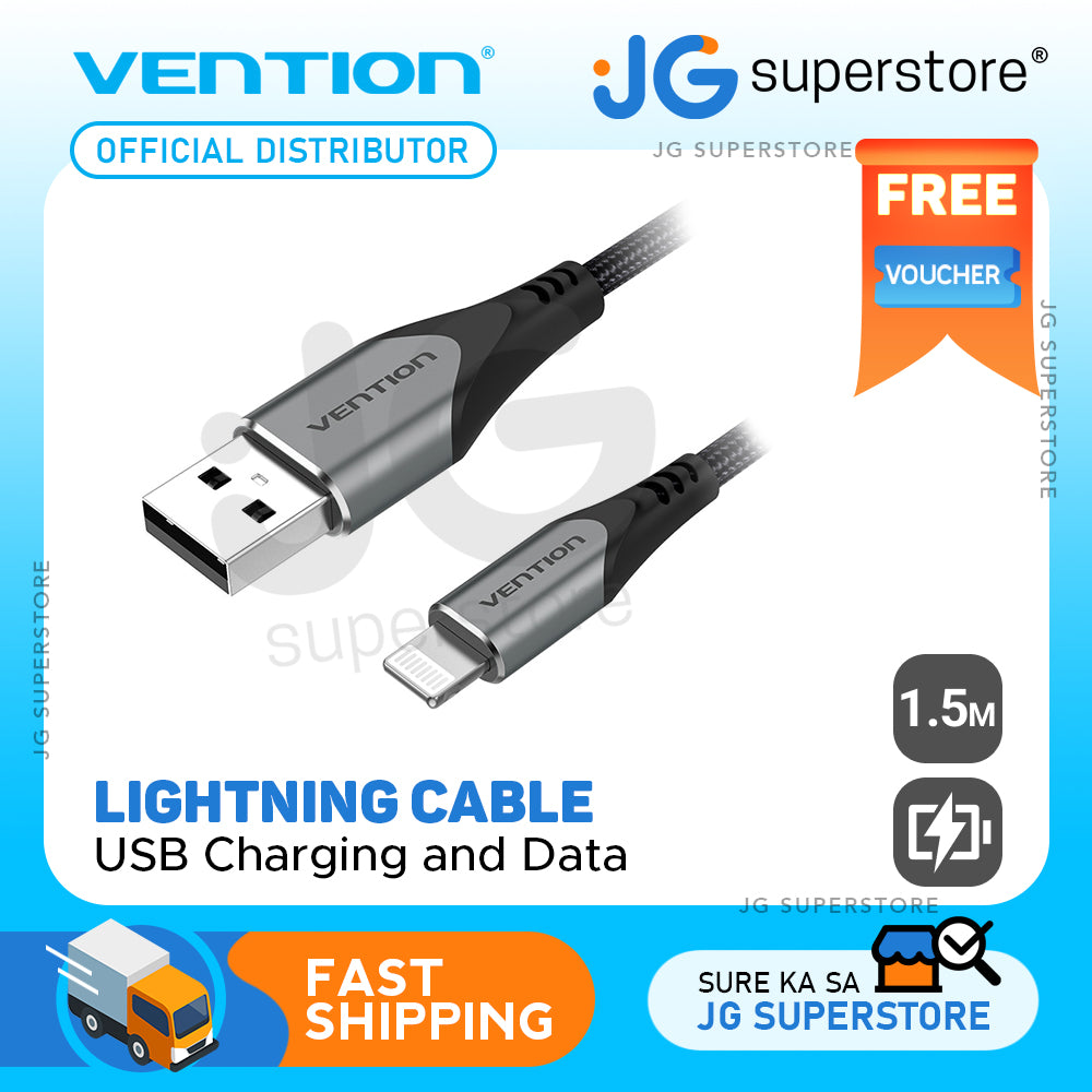 Vention USB 2.0 to Lightning Port Charging and Data Cable for Apple Phones and Tablets (Aluminum, Red, Purple) (0.5M, 1M, 1.5M, 2M) | LAB
