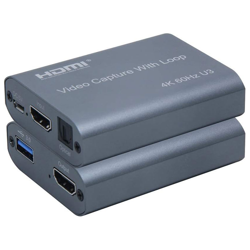 ArgoX 4K 60Hz HDMI Optical U3 Video Capture with Loop, Supports 6Gbps Data Rate and TMDS Clock, USB Video1.5, USB Audio 1.0, USB 2.0, USB3.0 to Micro USB Cable and HDMI Loop Out | HDVC8