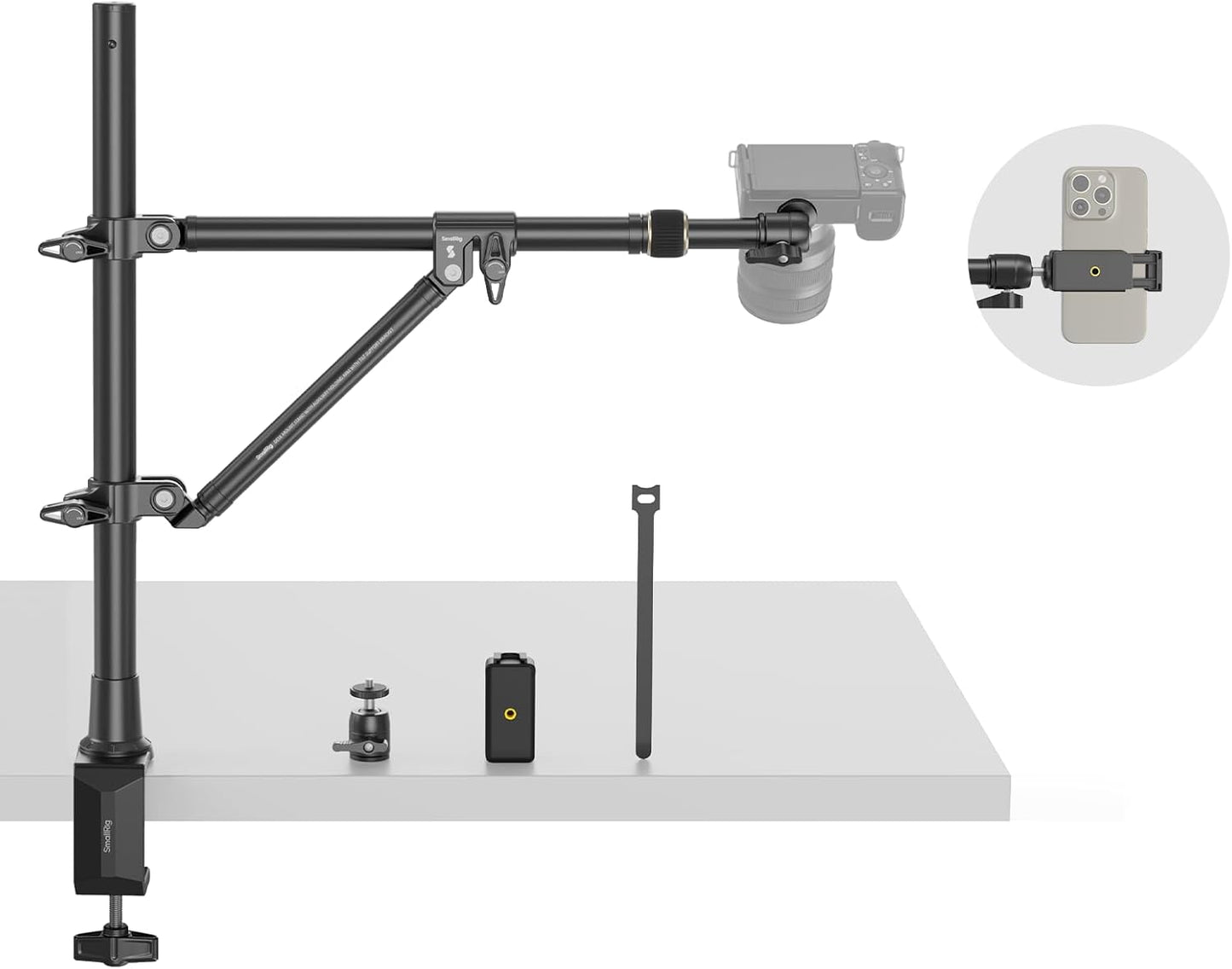 SmallRig Camera Desktop Overhead Bracket for Photography and Live Streaming with 3kg Load Capacity, Triangular Support Structure, Adjustable Crossbar, and Cable Management | 4304