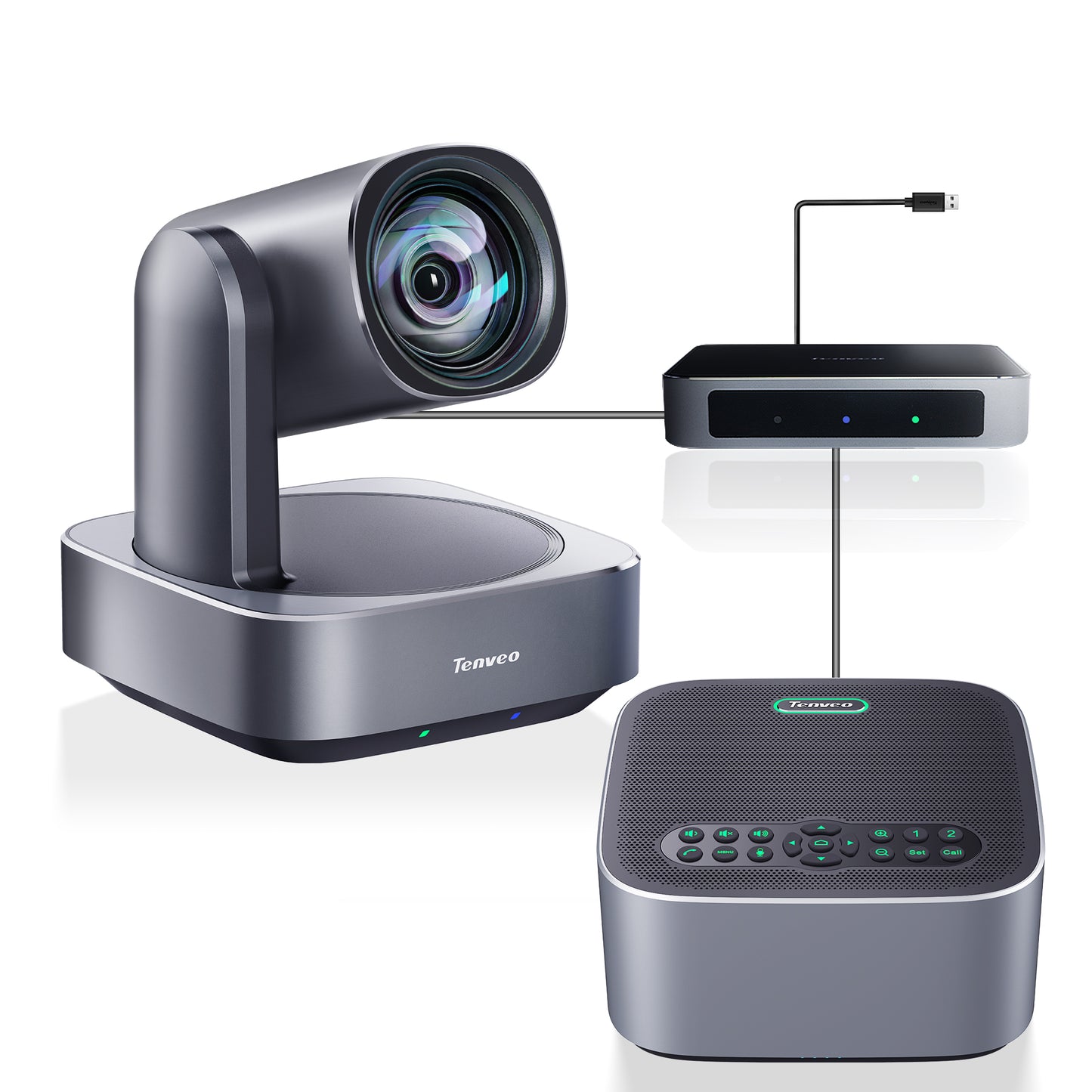 Tenveo VA610GROUP Video Conferencing System with 10X Optical Zoom PTZ Camera, Speakerphone, Interface Hub & Expansion Mics