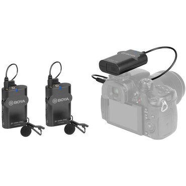 Boya BY-WM4 Pro K2 Portable 2.4G Wireless Lavalier Lapel Microphone System (Dual Transmitters + One Receiver) with Hard Case for DSLR Camera Camcorder Smartphone PC Tablet Sound Audio Recording Vlog Live Streaming Livestream Interview