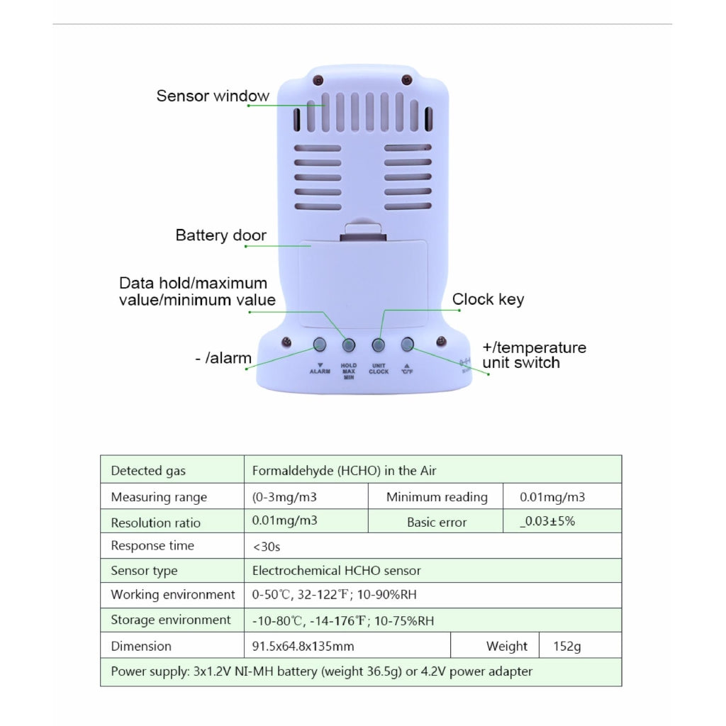 Benetech GM8801 High sensitive formaldehyde detector meter HCHO air quality testing Gas alyzer tester 0-3mg/m3 Resolution:0.01mg/m3