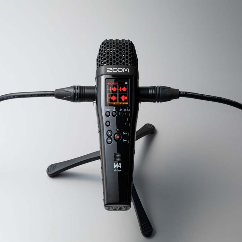 Zoom M4 MicTrak Stereo Microphone and Audio Recorder with 4 Track 32-bit Float Recording, On-Board Sound Normalizer, Timecode Generator, 2x XLR/TRS Combo Inputs, 3.5mm AUX Camera & Headphone Output for Vlogging, Video Content, Film Making