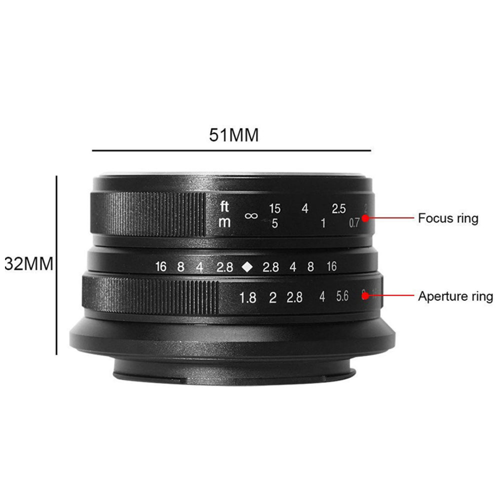 7Artisans 25mm F/1.8 APS-C Format M43 Micro Four Thirds Mount Compact Portrait Prime Lens MF Manual Focus for Mirrorless Cameras | Black Silver