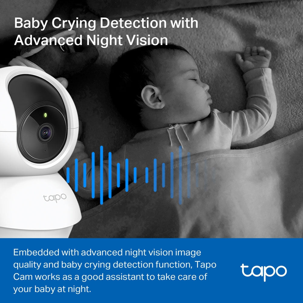 TP-Link Tapo C222 / C220 2K QHD / C200C 1080p Full HD Home CCTV WIFI Camera with 360° Pan / 114° Tilt, Night Vision, Smart AI Motion Detection, 2-Way Audio and 512GB MicroSD Slot for Home Security