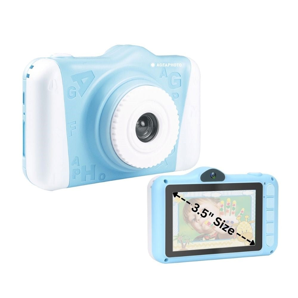 AGFAPHOTO Realikids Cam 2 (ARKC2) 12MP Digital Camera with CMOS Front / Rear Sensor, HD 1080p Video Capture, 3.5" LCD Screen Display, 600mAh Interl Battery and Max 32GB Memory Storage Support for Point and Shoot Photo Video | Blue, Pink