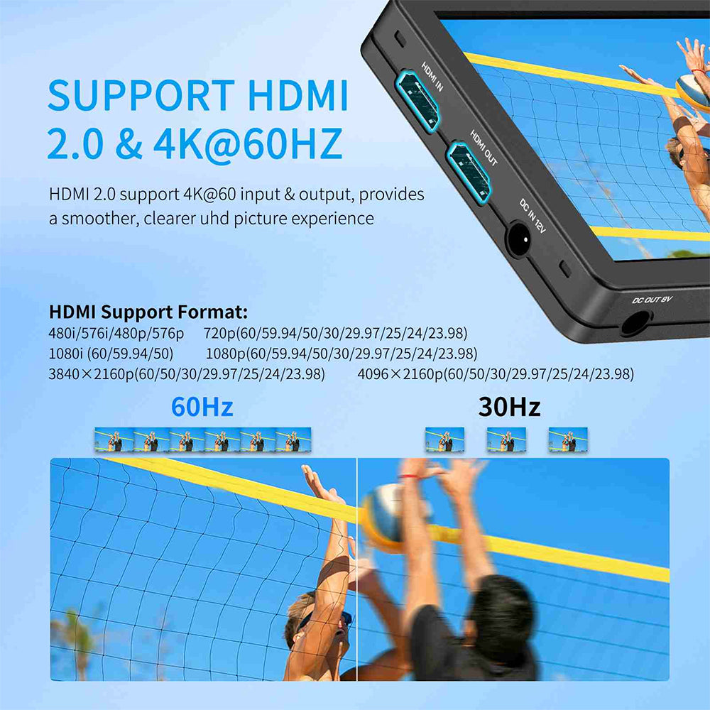 FEELWORLD T6 Camera Field Video Monitor 6" IPS with Aluminium Housing 4K HDMI Full HD, Aluminium Housing, 3D LUT, HDR, Waveform NP-F Battery Slot & Multiple Power Options
